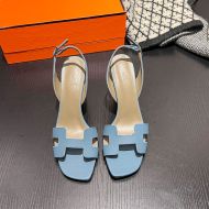 Hermes Eternite 95 Slingback Sandals Women Grained Calfskin In Blue