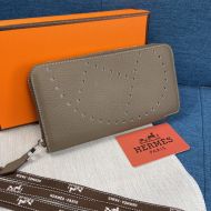 Hermes Evelyne Wallet Togo Leather Palladium Hardware In Marble