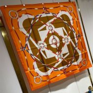 Hermes Figure Artistique Scarf 90 In Orange