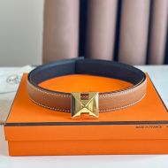 Hermes H Buckle 24 Reversible Belt Leather In Orange/Black