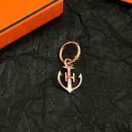 Hermes H Logo Anchor Keyring Metal In Gold