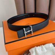 Hermes H Torsade 24 Reversible Belt Leather In Black