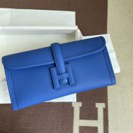 Hermes Jige Elan Clutch Epsom Leather In Blue