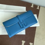 Hermes Jige Elan Clutch Epsom Leather In Blue