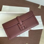 Hermes Jige Elan Clutch Epsom Leather In Burgundy