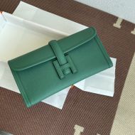 Hermes Jige Elan Clutch Epsom Leather In Green