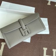 Hermes Jige Elan Clutch Epsom Leather In Iron Grey