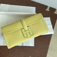 Hermes Jige Elan Clutch Epsom Leather In Lemon