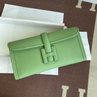 Hermes Jige Elan Clutch Epsom Leather In Mint Green