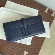 Hermes Jige Elan Clutch Epsom Leather In Navy Blue