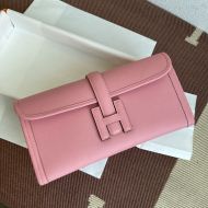 Hermes Jige Elan Clutch Epsom Leather In Pink