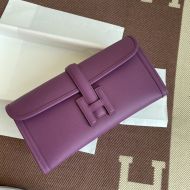 Hermes Jige Elan Clutch Epsom Leather In Purple