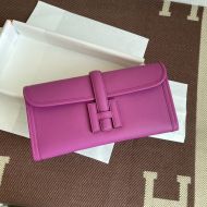 Hermes Jige Elan Clutch Epsom Leather In Purple