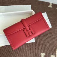 Hermes Jige Elan Clutch Epsom Leather In Red