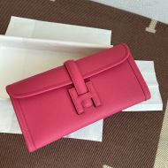 Hermes Jige Elan Clutch Epsom Leather In Rose