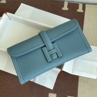 Hermes Jige Elan Clutch Epsom Leather In Sky Blue