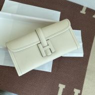 Hermes Jige Elan Clutch Epsom Leather In White