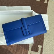 Hermes Jige Elan Clutch Swift Leather In Blue