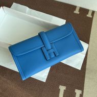 Hermes Jige Elan Clutch Swift Leather In Blue