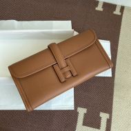 Hermes Jige Elan Clutch Swift Leather In Brown