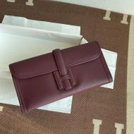 Hermes Jige Elan Clutch Swift Leather In Burgundy