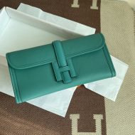 Hermes Jige Elan Clutch Swift Leather In Green