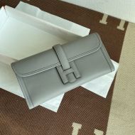 Hermes Jige Elan Clutch Swift Leather In Grey