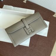 Hermes Jige Elan Clutch Swift Leather In Khaki