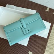 Hermes Jige Elan Clutch Swift Leather In Light Blue