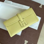 Hermes Jige Elan Clutch Swift Leather In Light Yellow