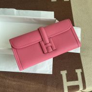 Hermes Jige Elan Clutch Swift Leather In Pink