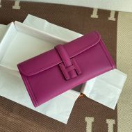 Hermes Jige Elan Clutch Swift Leather In Purple