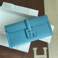 Hermes Jige Elan Clutch Swift Leather In Sky Blue