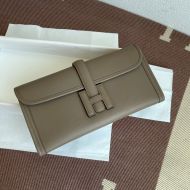 Hermes Jige Elan Clutch Swift Leather In Taupe