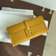 Hermes Jige Elan Clutch Swift Leather In Yellow