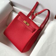 Hermes Kelly Ado Backpack Togo Leather Gold Hardware In Red