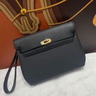 Hermes Kelly Depeches 25 Pouch Togo Leather In Black