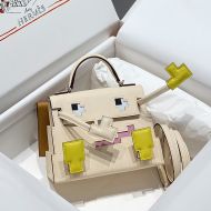 Hermes Kelly Doll Picto Bag Epsom Leather Palladium Hardware In Beige