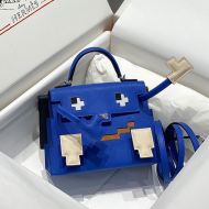 Hermes Kelly Doll Picto Bag Epsom Leather Palladium Hardware In Blue