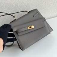 Hermes Kelly En Desordre Bag Epsom Leather Gold Hardware In Etain Grey