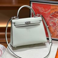 Hermes Kelly Bag Epsom Leather Palladium Hardware In Light Green