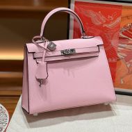 Hermes Kelly Bag Epsom Leather Palladium Hardware In Pink