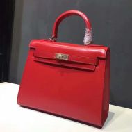 Hermes Kelly Bag Box Leather Gold Hardware In Red