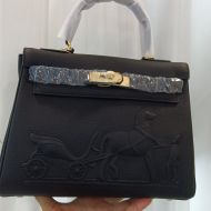 Hermes Kelly Bag Embossed Togo Leather Gold Hardware In Black