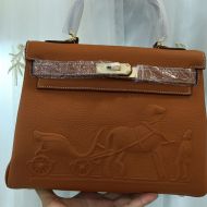 Hermes Kelly Bag Embossed Togo Leather Gold Hardware In Brown