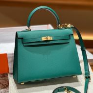 Hermes Kelly Bag Epsom Leather Gold Hardware In Green