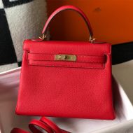 Hermes Kelly Bag Togo Leather Gold Hardware In Red