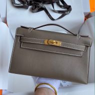 Hermes Kelly Pochette Swift Leather Gold Hardware In Khaki