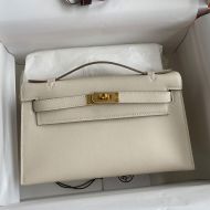 Hermes Kelly Pochette Swift Leather Gold Hardware In White