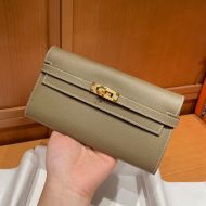 Hermes Kelly Wallet Epsom Leather Gold Hardware In Khaki